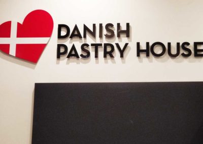 Danish Pastry House acrylic indoor sign pin mounted
