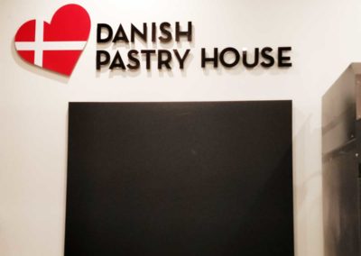 Danish Pastry House acrylic indoor sign pin mounted